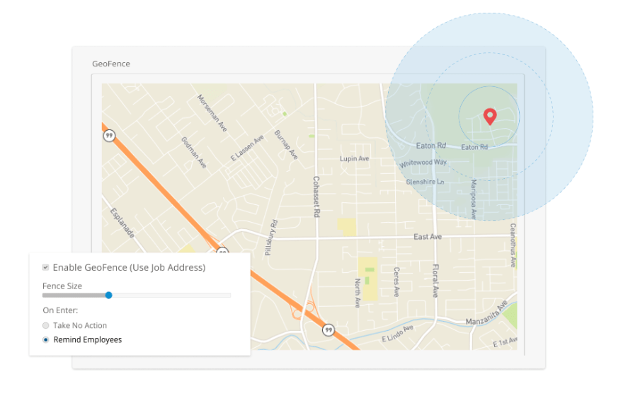 ClockShark time tracking at job site with GPS example.