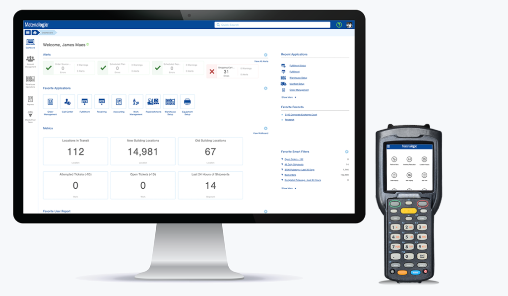 Infoplus warehouse management software dashboard example.