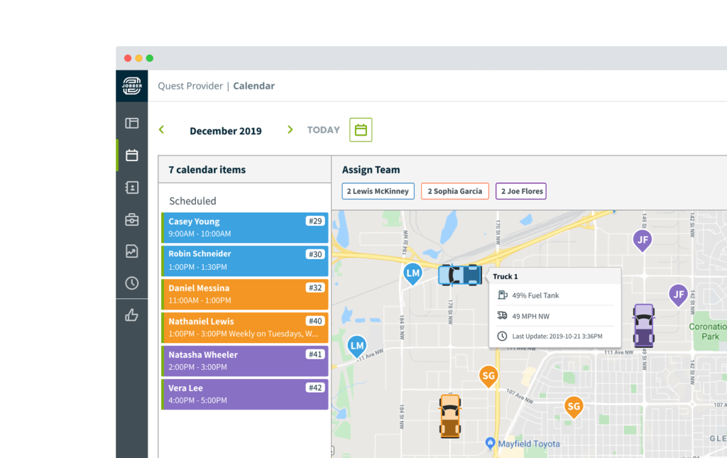 Jobber employee calendar and schedule example.