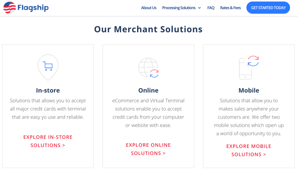 Flagship merchant solution various features example.