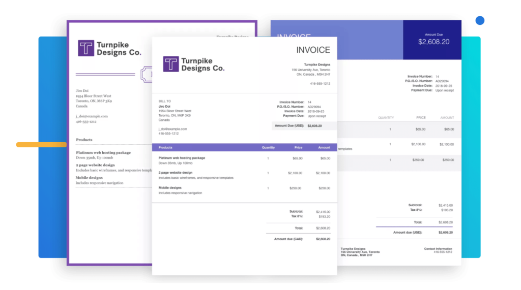 Wave billing and invoicing software invoice examples.
