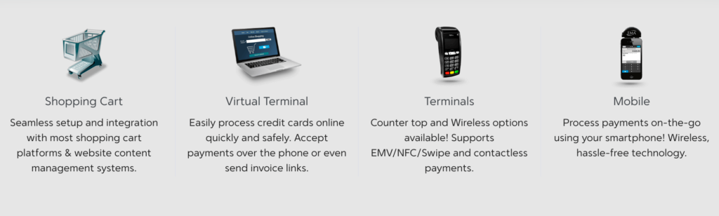 PaymentCloud online and in person payment processing examples.