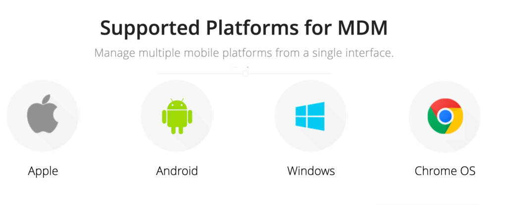 ManageEngine Mobile Device Manager Plus MDM software supporting multiple platforms example.