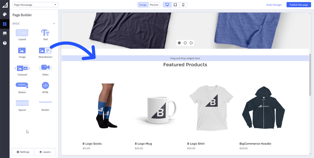 BigCommerce page builder demo page.