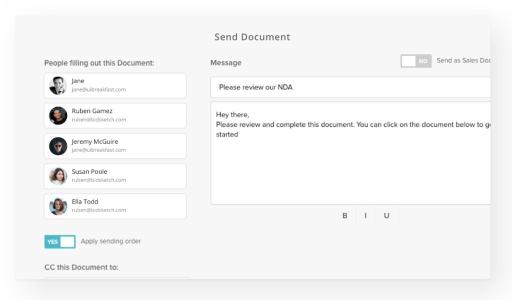 SignWell electronic signature software electronic signature document example.