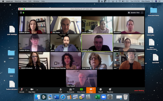 Gotham Writers Workshop online writing course via Zoom example.