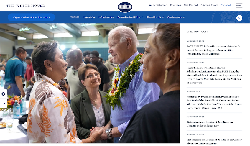 White House homepage