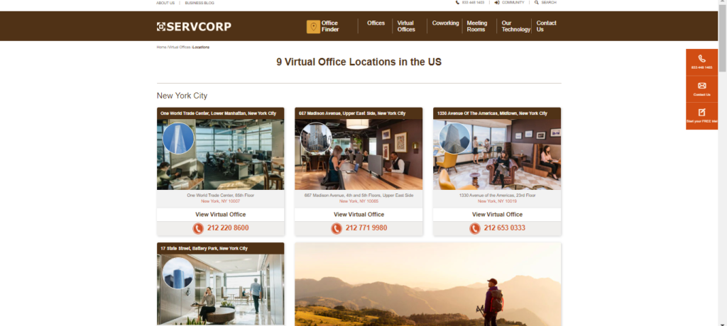 Servcorp virtual office solution 9 virtual office locations in the US page.