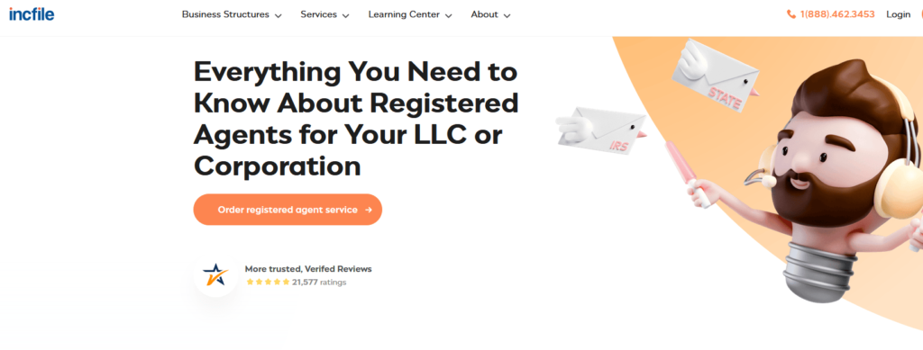 Incfile registered agent for your LLC page.