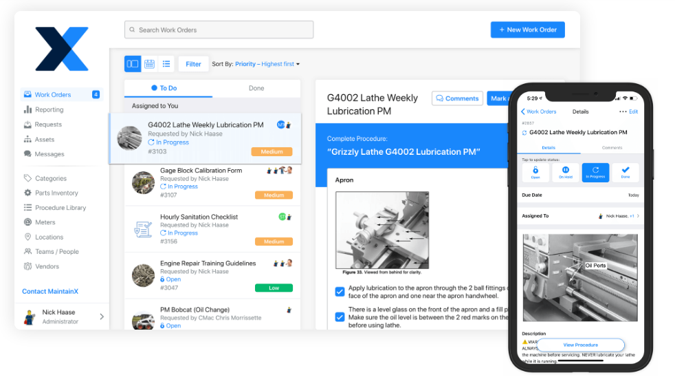 MaintainX work order software work order example on multiple devices.