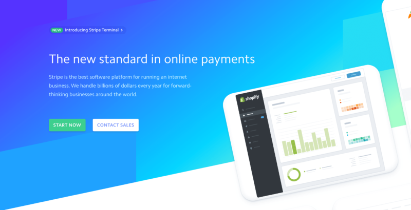 Stripe, the new standard in online payments page.