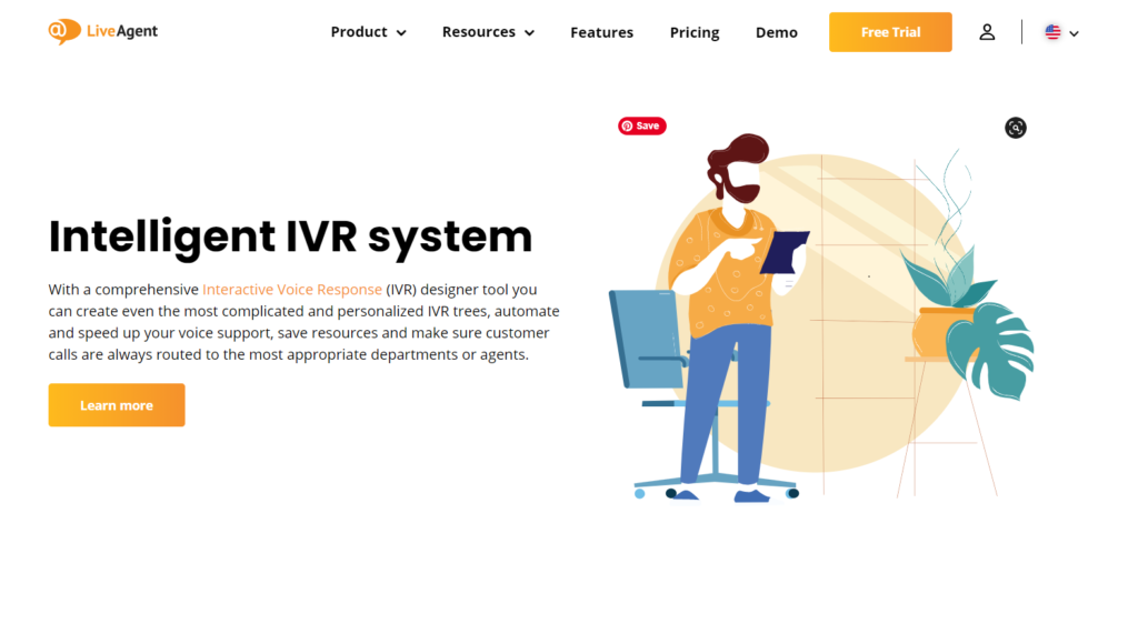 LiveAgent call recording software intelligent IVR system learn more page.