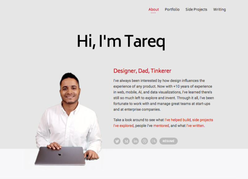 Tareq Ismail's website homepage.