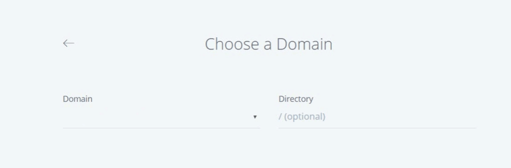 Choose a domain screen.