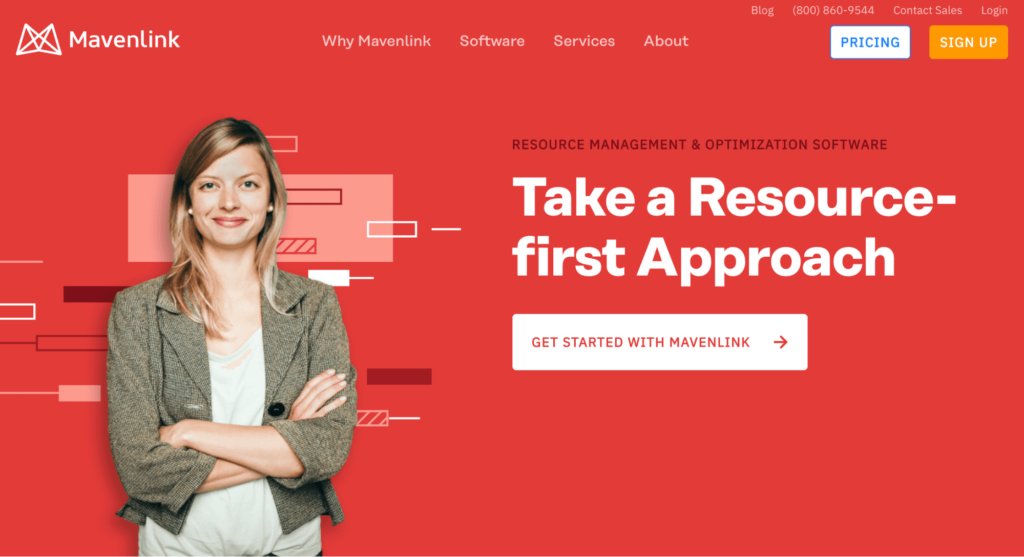 Mavenlink resource management software get started homepage.