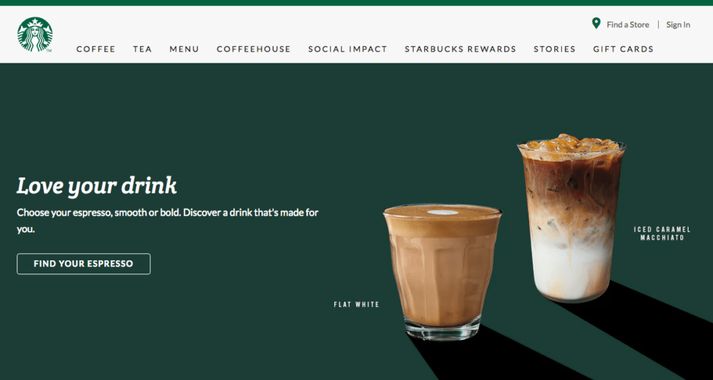 Starbucks website color scheme example.