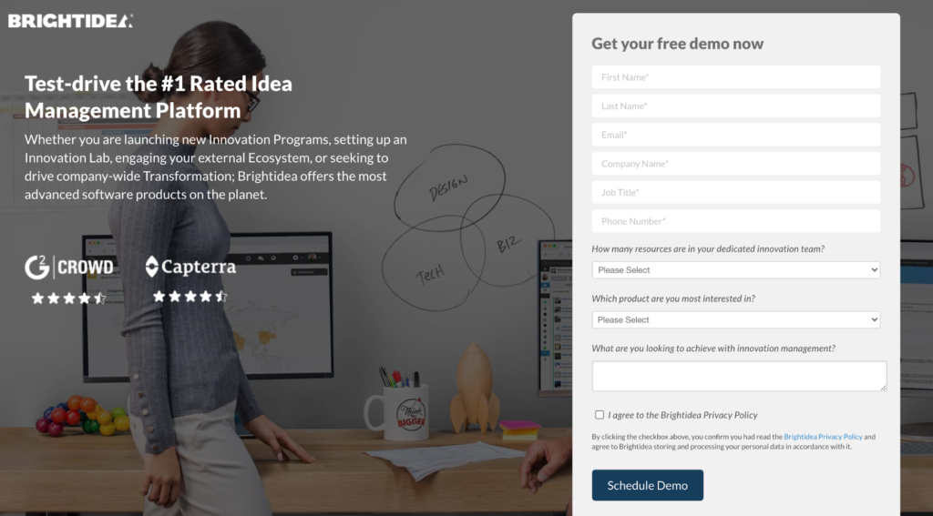 Idea Box idea management software get free demo signup page.