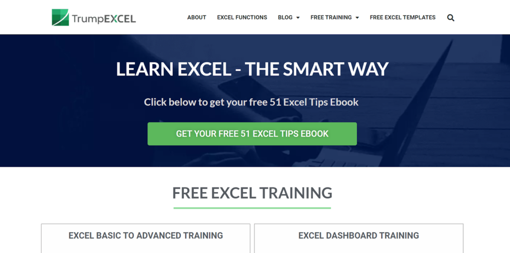 Learn Excel course by TrumpExcel sign up landing page.
