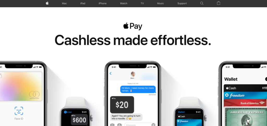 Apple Pay payment gateway homepage.