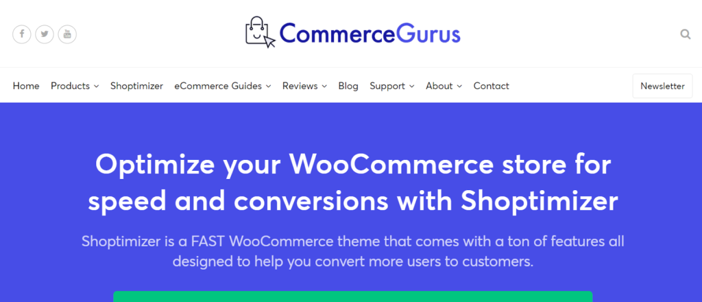 Shoptimizer WordPress theme homepage.