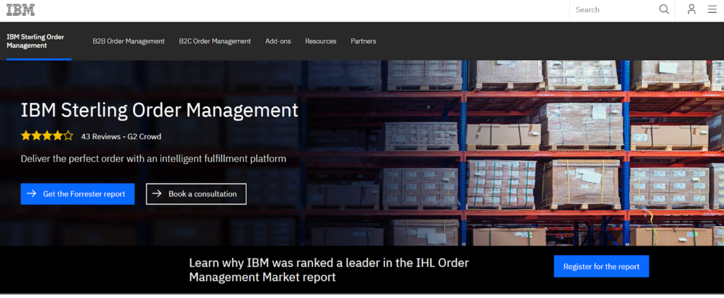 IBM Sterling Order Management software homepage.