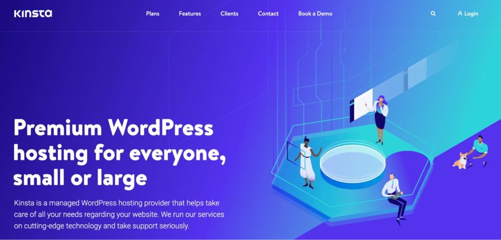 Kinsta managed WordPress hosting service homepage.