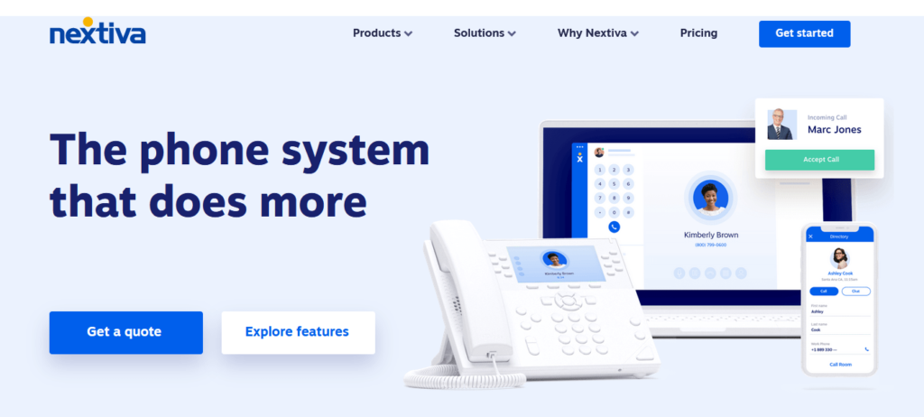 Nextiva phone solution homepage.
