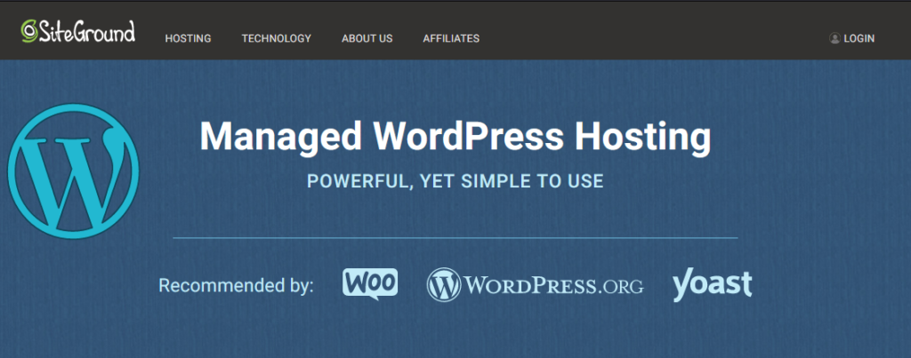 SiteGround managed WordPress hosting service homepage.