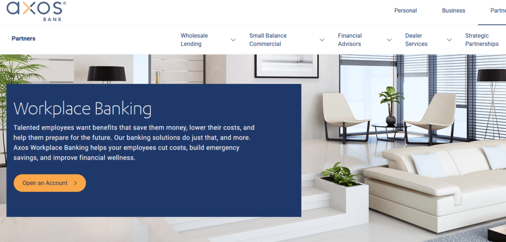 Axos Bank home page.