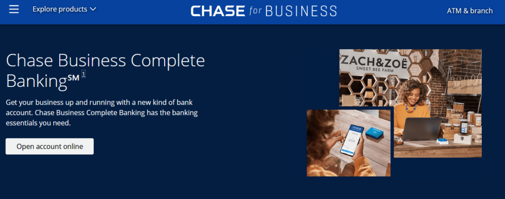 Chase Business Complete Banking home screen.