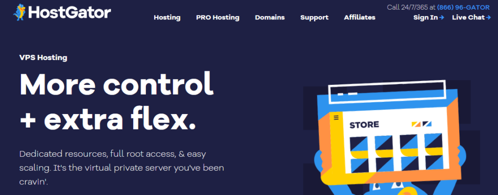 HostGator VPS hosting page.