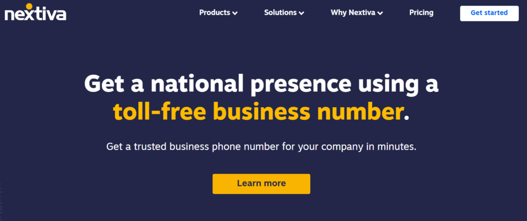 Nextiva communication services homepage.