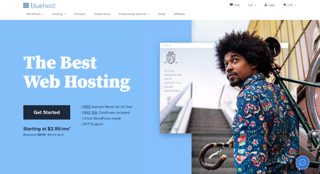 Bluehost home and offer page.