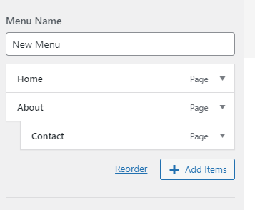Rearranging items on the menu for WordPress.