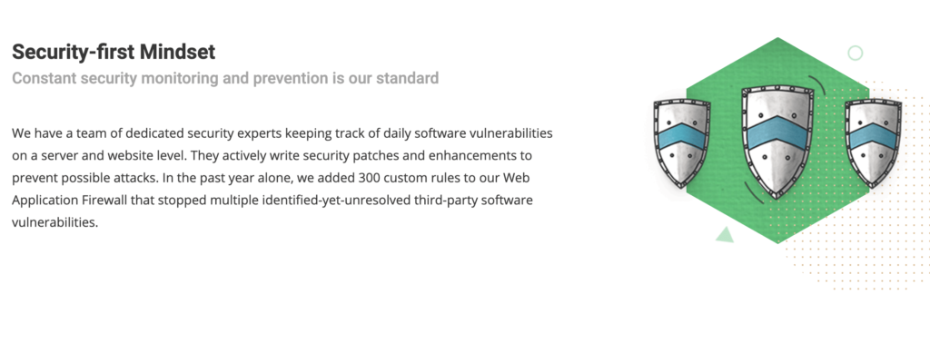 SiteGround web hosting provider security statement page.