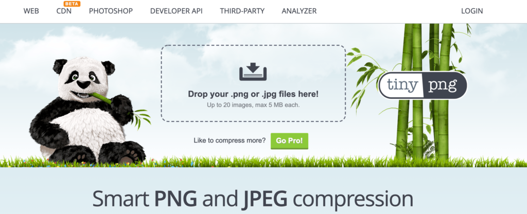 TinyPNG image compression software homepage. 