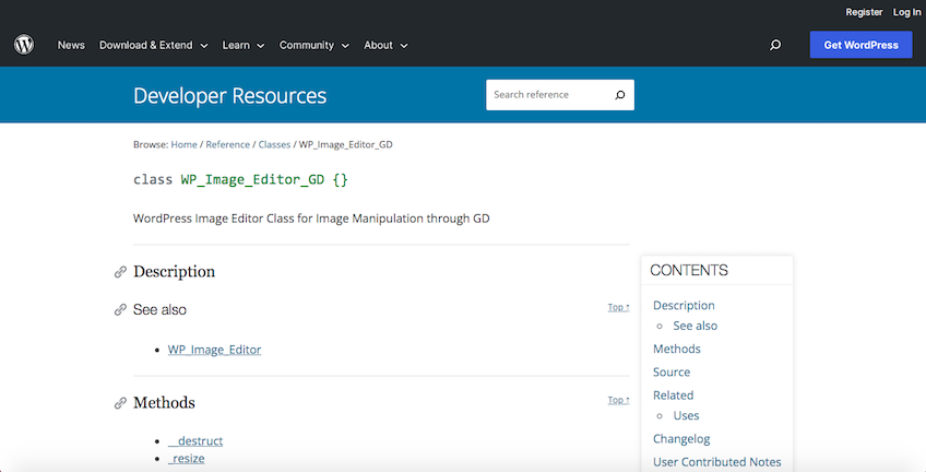 WordPress code reference WP_Image_Editor_GD