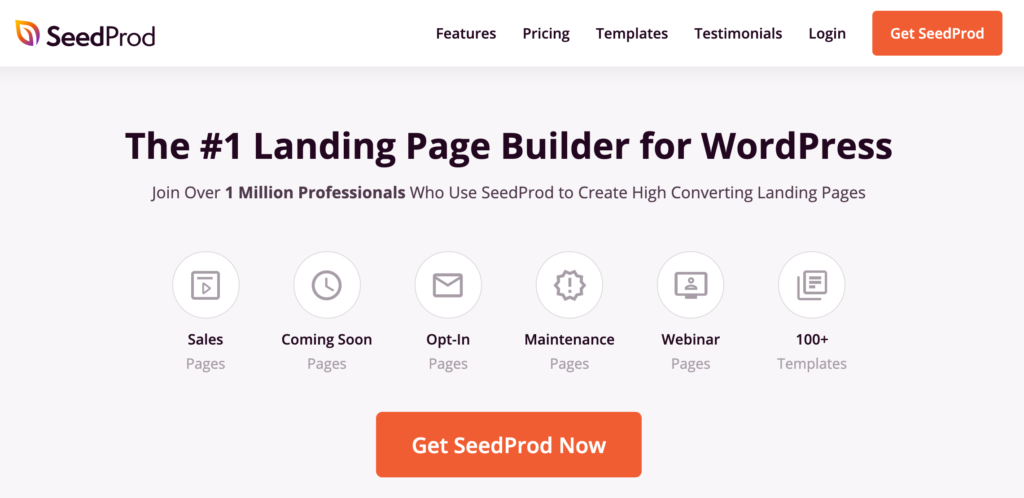 SeedProd landing page plugin for WordPress homepage.