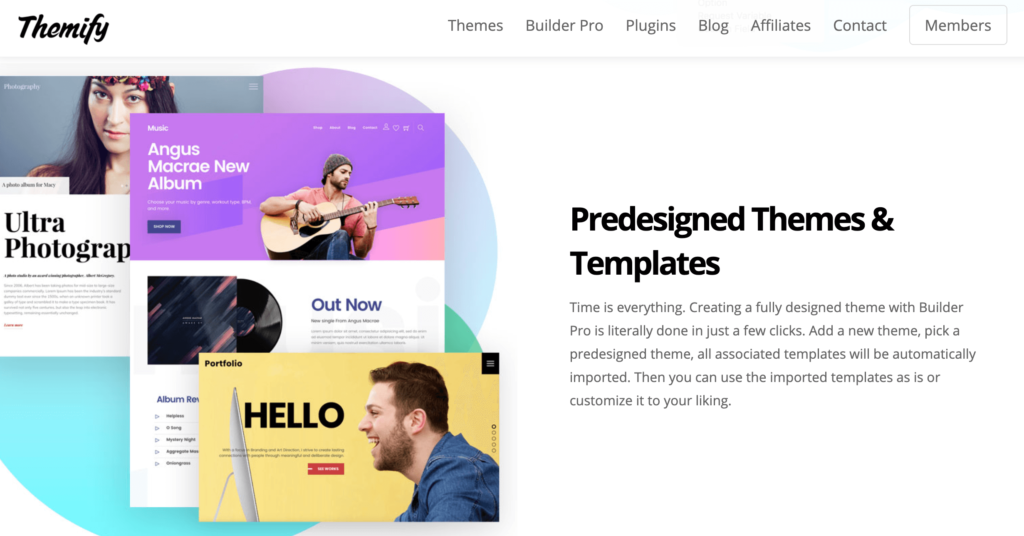 Themify Builder Pro WordPress theme building tool homepage.