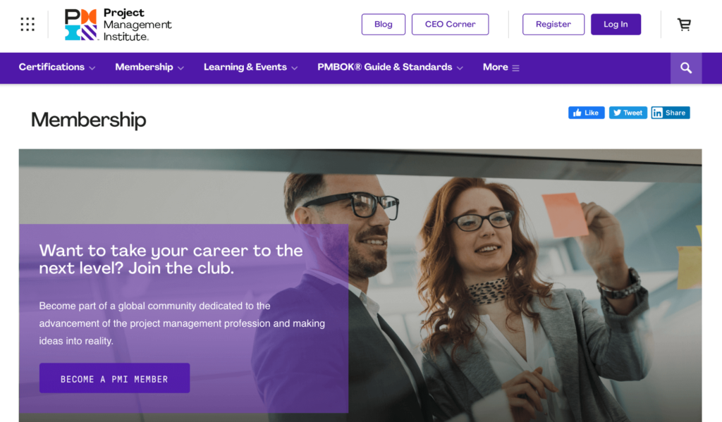 PMI Membership homepage.
