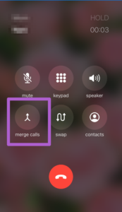 iPhone merge call function example.