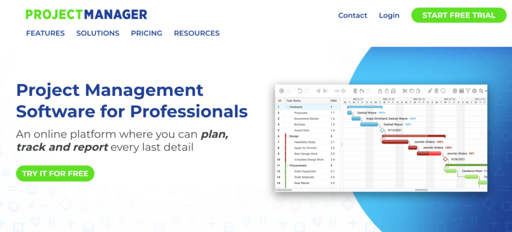 ProjectManager.com project management software homepage.