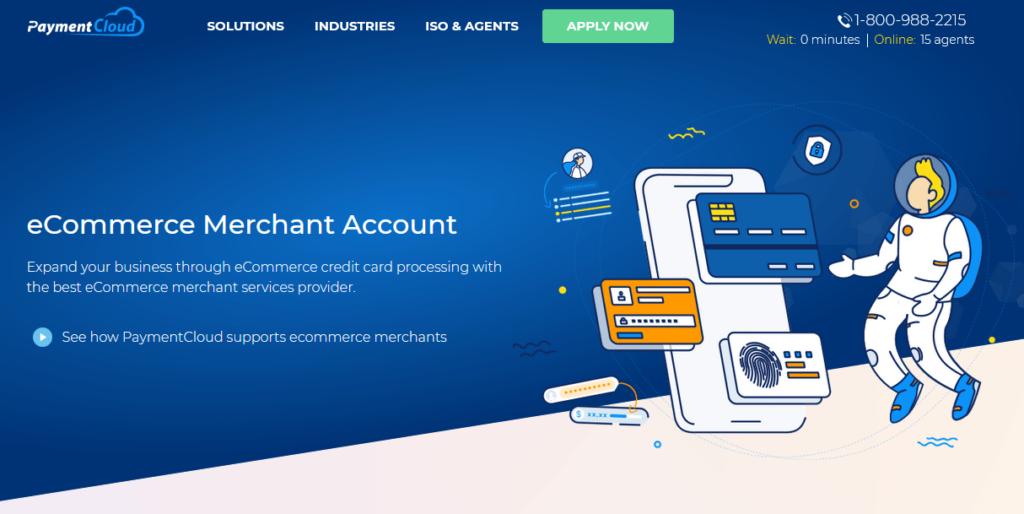 PaymentCloud payment method for ecommerce site apply now homepage.