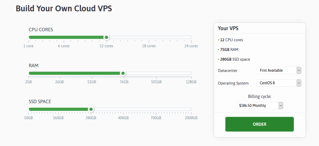 Pagina de găzduire Scala construiește-ți propriul cloud VPS.