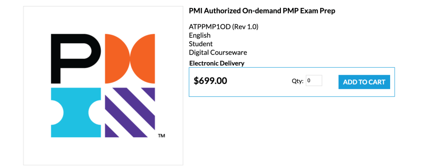 PMI authorized on-demand PMP exam prep add to cart image.