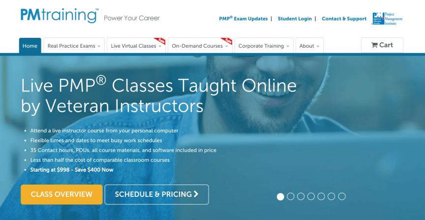 PMtraining online training course homepage.