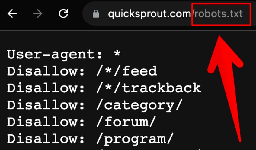 Example of Quick Sprout's robots.txt file