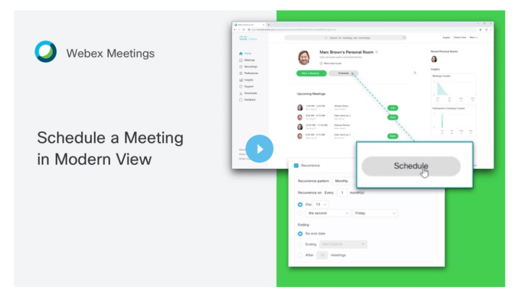 Webex meetings page