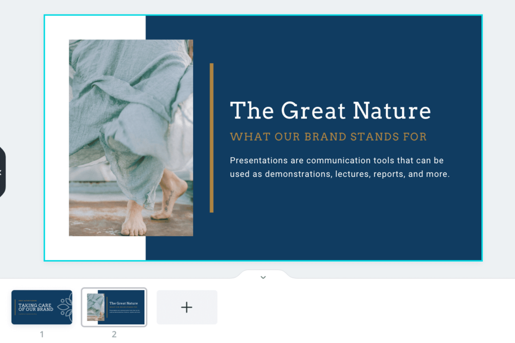 Canva template supporting the user define the brand identity.