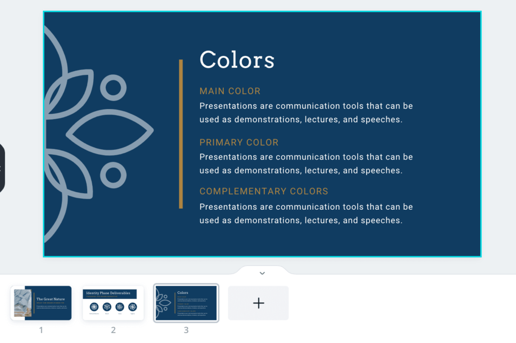 Canva template supporting brand identity through colors.